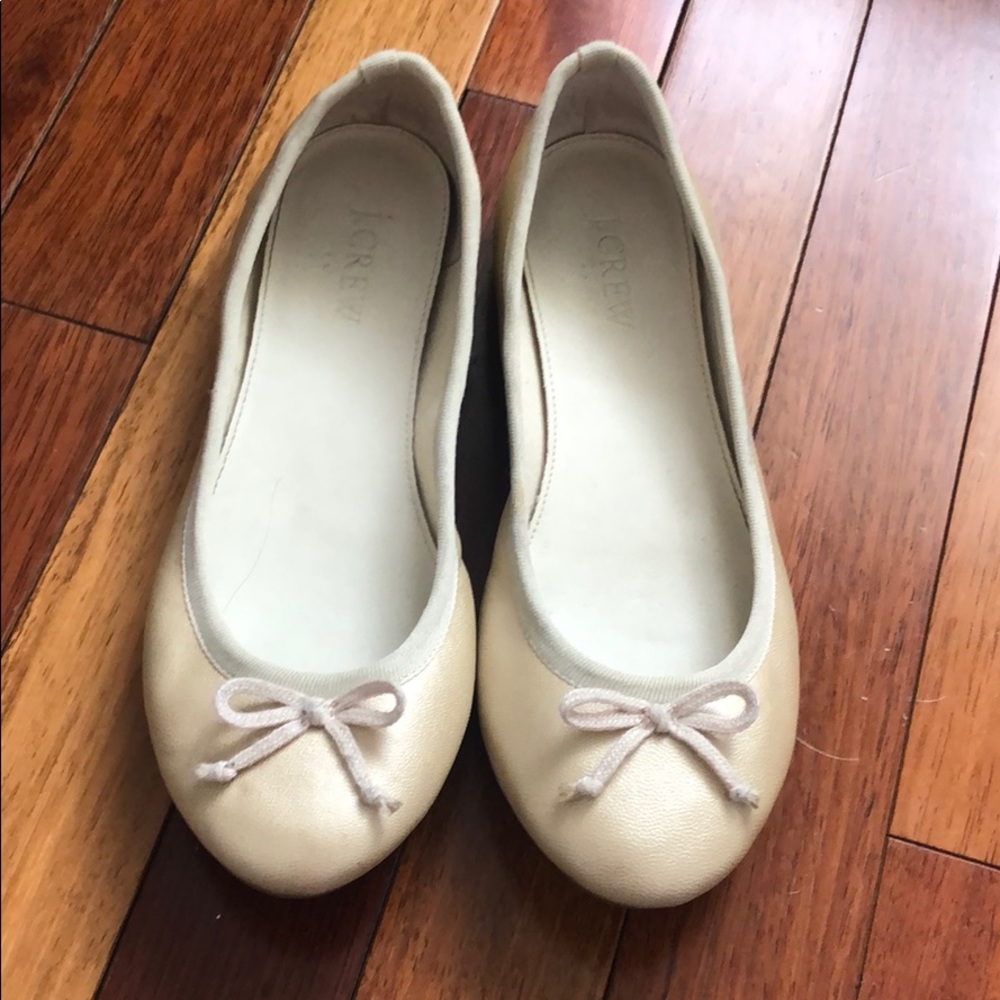 J Crew champagne leather flats